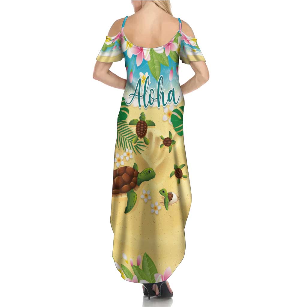 Aloha Turtle Family on The Beach Family Matching Summer Maxi Dress and Hawaiian Shirt with Hawaiian Colorful Plumeria LT03 - Polynesian Pride