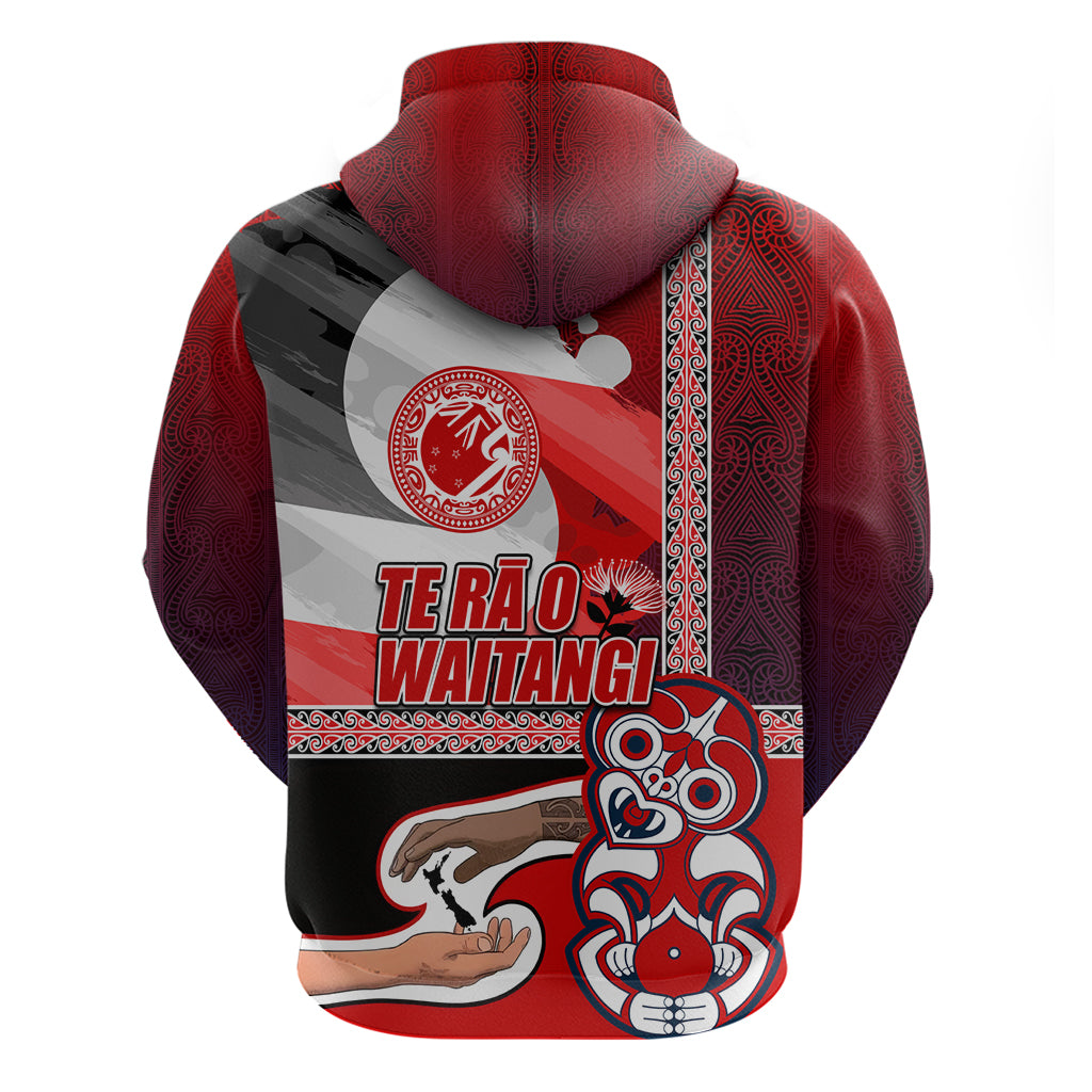 Maori Waitangi Hoodie Hei-tiki Koru with Tino Rangatiratanga Maori Flag LT03 - Polynesian Pride