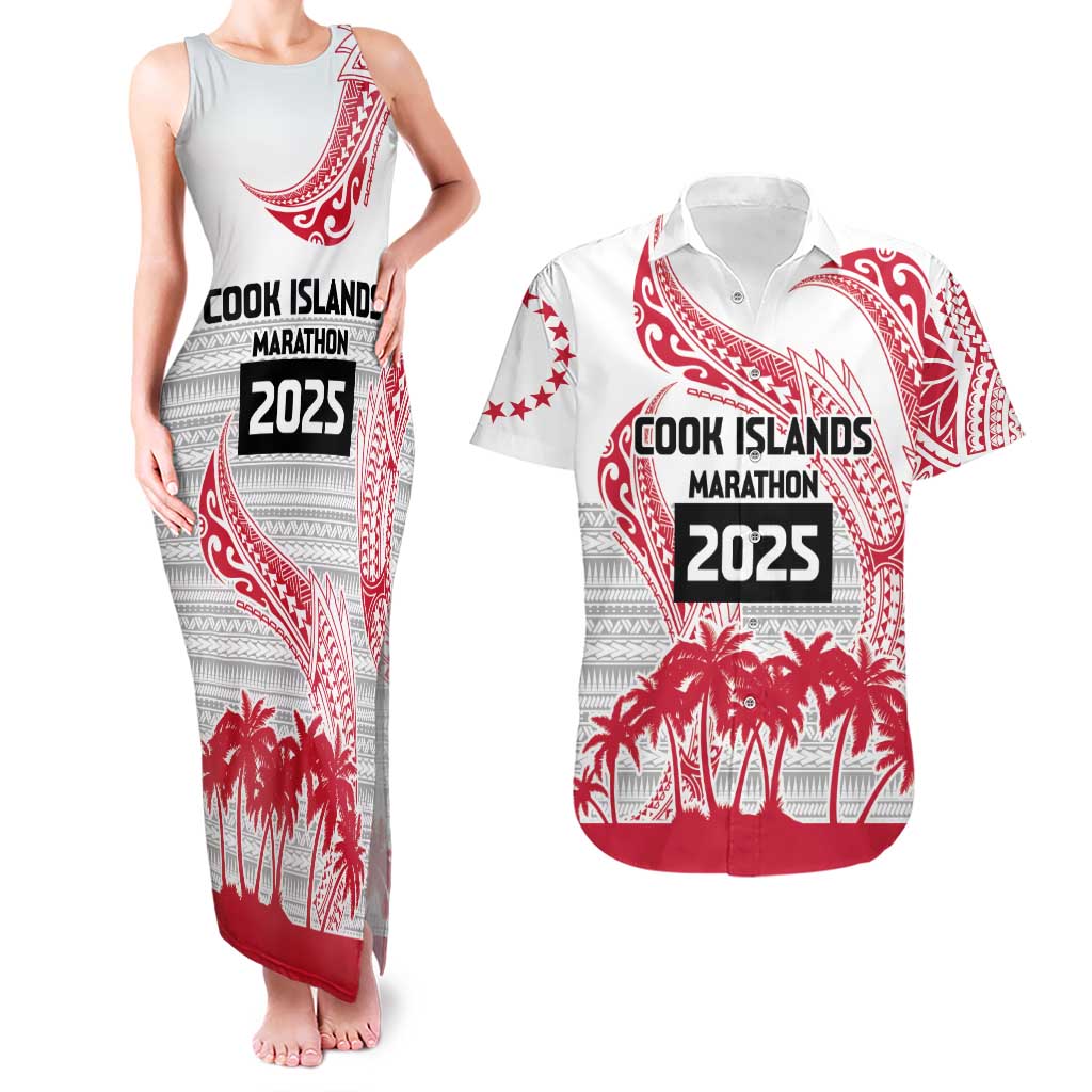 Cook Islands Marathon 2025-Pursuit in Paradise Couples Matching Tank Maxi Dress and Hawaiian Shirt Red Color LT03 Red - Polynesian Pride