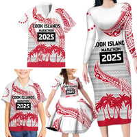 Cook Islands Marathon 2025-Pursuit in Paradise Family Matching Long Sleeve Bodycon Dress and Hawaiian Shirt Red Color LT03 - Polynesian Pride