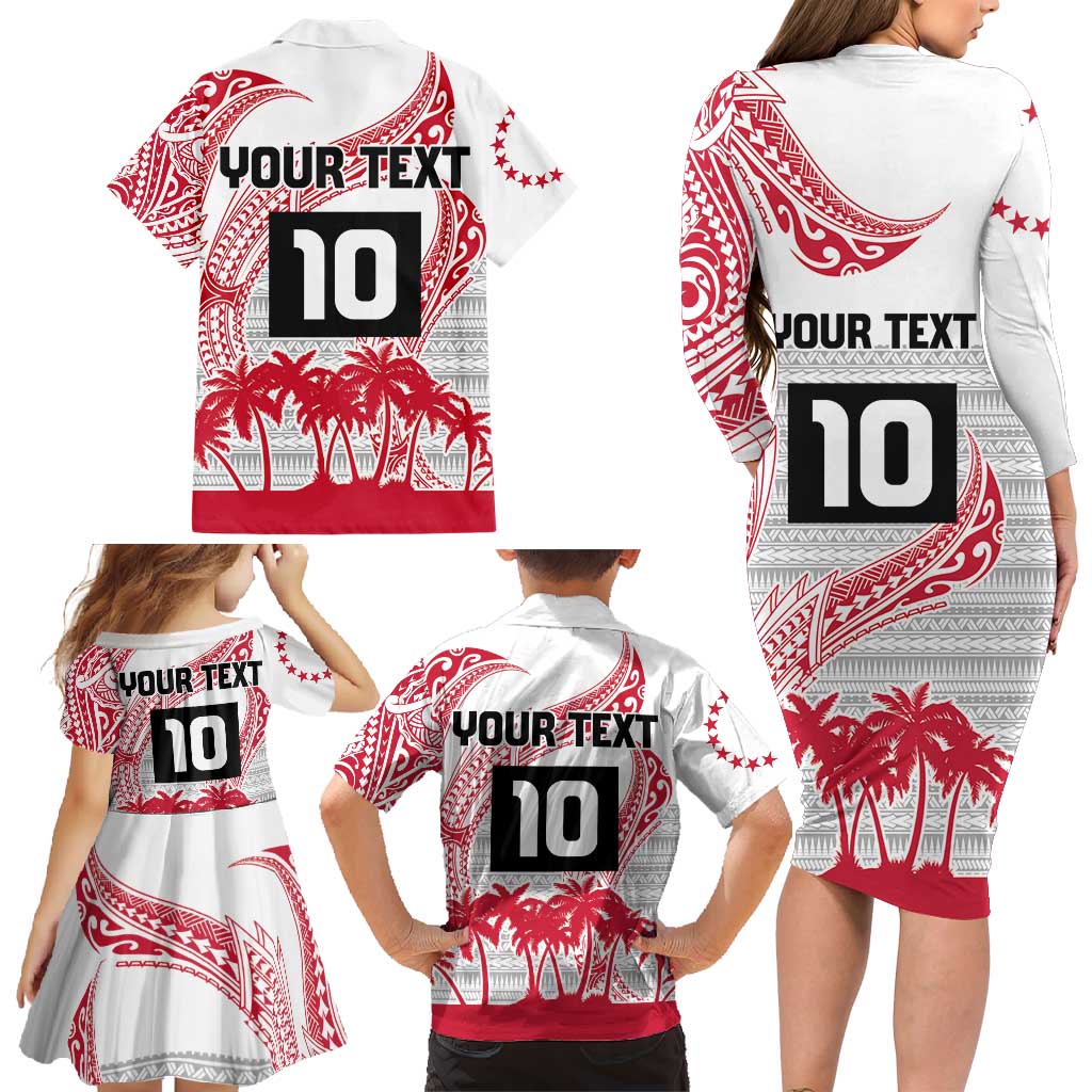 Cook Islands Marathon 2025-Pursuit in Paradise Family Matching Long Sleeve Bodycon Dress and Hawaiian Shirt Red Color LT03 - Polynesian Pride