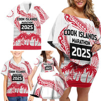 Cook Islands Marathon 2025-Pursuit in Paradise Family Matching Off Shoulder Short Dress and Hawaiian Shirt Red Color LT03 - Polynesian Pride