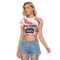 Cook Islands Marathon 2025-Pursuit in Paradise Raglan Cropped T Shirt Red Color