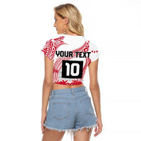 Cook Islands Marathon 2025-Pursuit in Paradise Raglan Cropped T Shirt Red Color