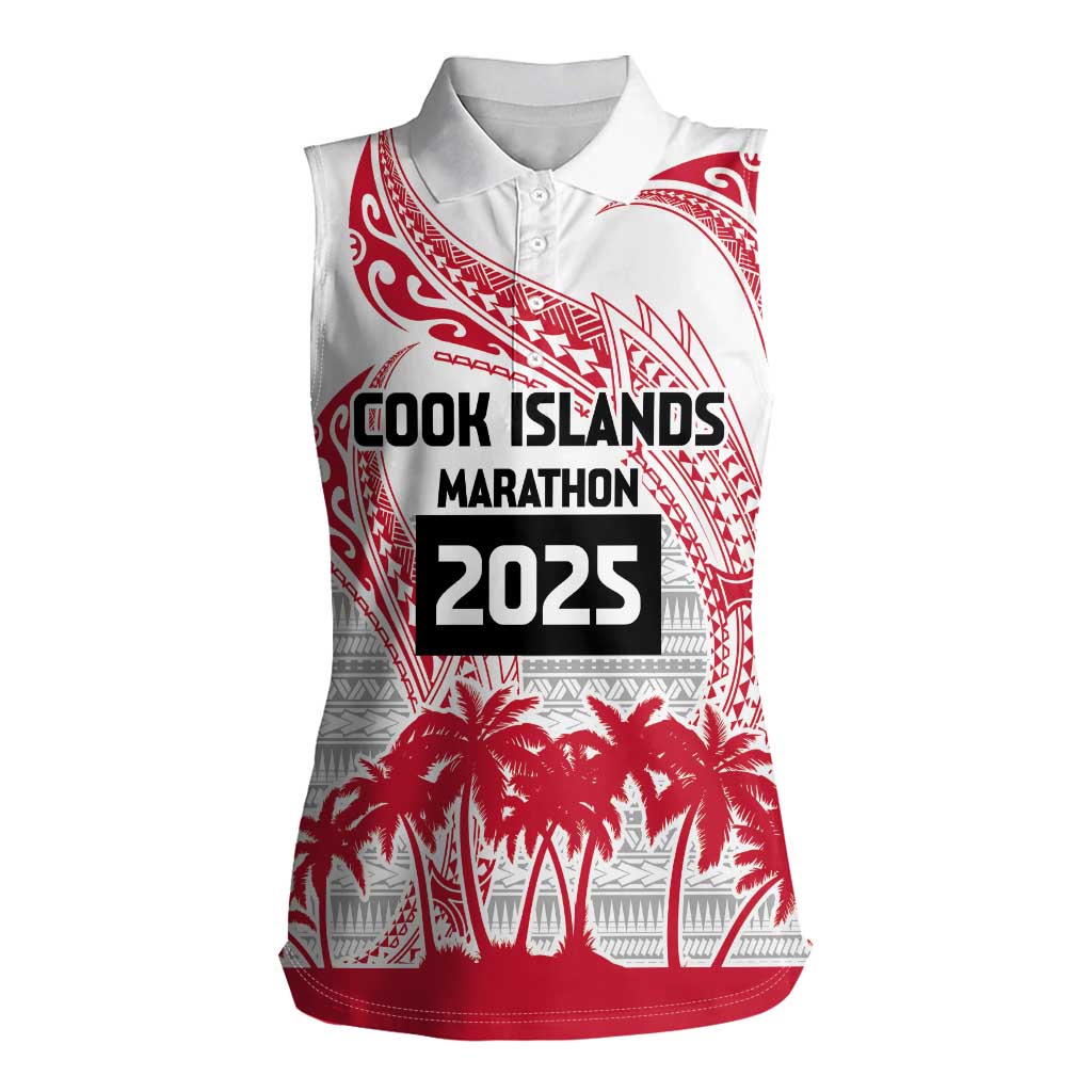 Cook Islands Marathon 2025-Pursuit in Paradise Women Sleeveless Polo Shirt Red Color