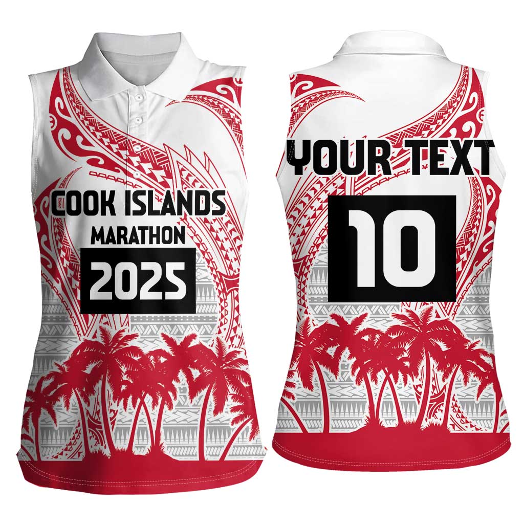 Cook Islands Marathon 2025-Pursuit in Paradise Women Sleeveless Polo Shirt Red Color