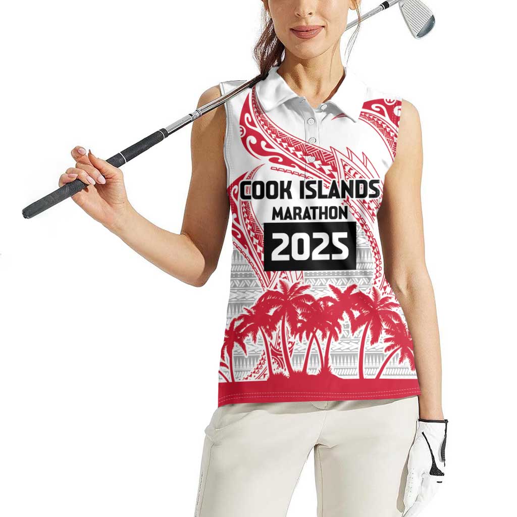 Cook Islands Marathon 2025-Pursuit in Paradise Women Sleeveless Polo Shirt Red Color