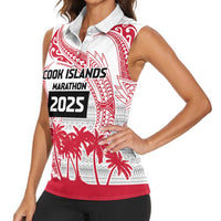 Cook Islands Marathon 2025-Pursuit in Paradise Women Sleeveless Polo Shirt Red Color