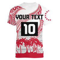 Cook Islands Marathon 2025-Pursuit in Paradise Women V-Neck T-Shirt Red Color