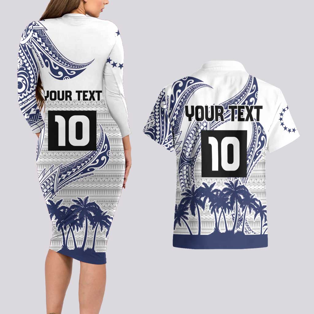 Cook Islands Marathon 2025-Pursuit in Paradise Couples Matching Long Sleeve Bodycon Dress and Hawaiian Shirt Blue Color LT03 - Polynesian Pride