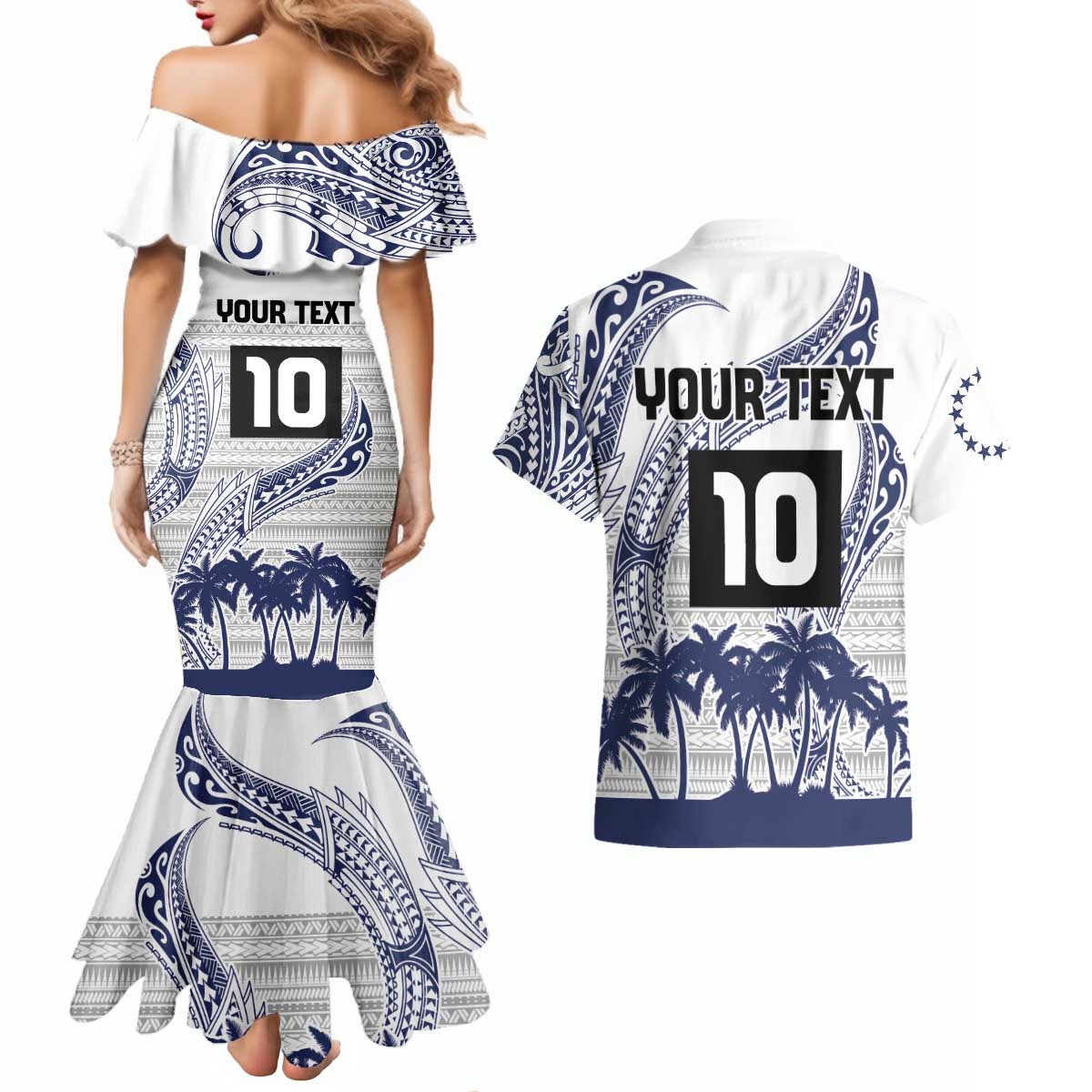 Cook Islands Marathon 2025-Pursuit in Paradise Couples Matching Mermaid Dress and Hawaiian Shirt Blue Color LT03 - Polynesian Pride