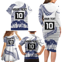 Cook Islands Marathon 2025-Pursuit in Paradise Family Matching Long Sleeve Bodycon Dress and Hawaiian Shirt Blue Color LT03 - Polynesian Pride