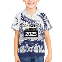 Cook Islands Marathon 2025-Pursuit in Paradise Family Matching Off The Shoulder Long Sleeve Dress and Hawaiian Shirt Blue Color LT03 Son's Shirt Blue - Polynesian Pride