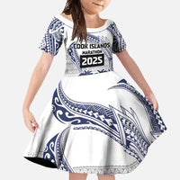 Cook Islands Marathon 2025-Pursuit in Paradise Family Matching Off Shoulder Maxi Dress and Hawaiian Shirt Blue Color LT03 Daughter's Dress Blue - Polynesian Pride