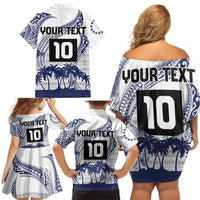 Cook Islands Marathon 2025-Pursuit in Paradise Family Matching Off Shoulder Short Dress and Hawaiian Shirt Blue Color LT03 - Polynesian Pride