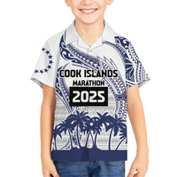 Cook Islands Marathon 2025-Pursuit in Paradise Family Matching Off Shoulder Short Dress and Hawaiian Shirt Blue Color LT03 Son's Shirt Blue - Polynesian Pride