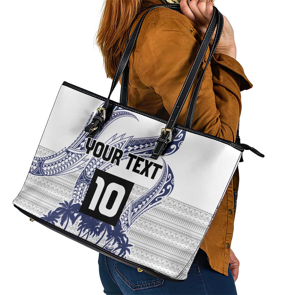 Cook Islands Marathon 2025-Pursuit in Paradise Leather Tote Bag Blue Color