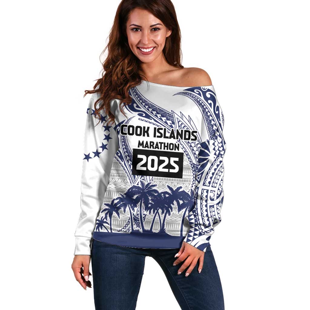 Cook Islands Marathon 2025-Pursuit in Paradise Off Shoulder Sweater Blue Color LT03 Women Blue - Polynesian Pride