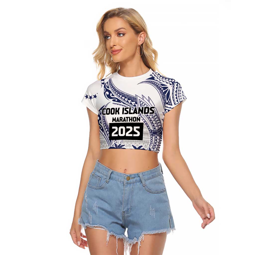 Cook Islands Marathon 2025-Pursuit in Paradise Raglan Cropped T Shirt Blue Color