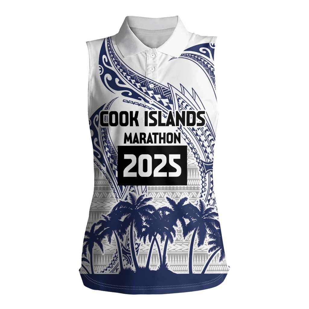 Cook Islands Marathon 2025-Pursuit in Paradise Women Sleeveless Polo Shirt Blue Color