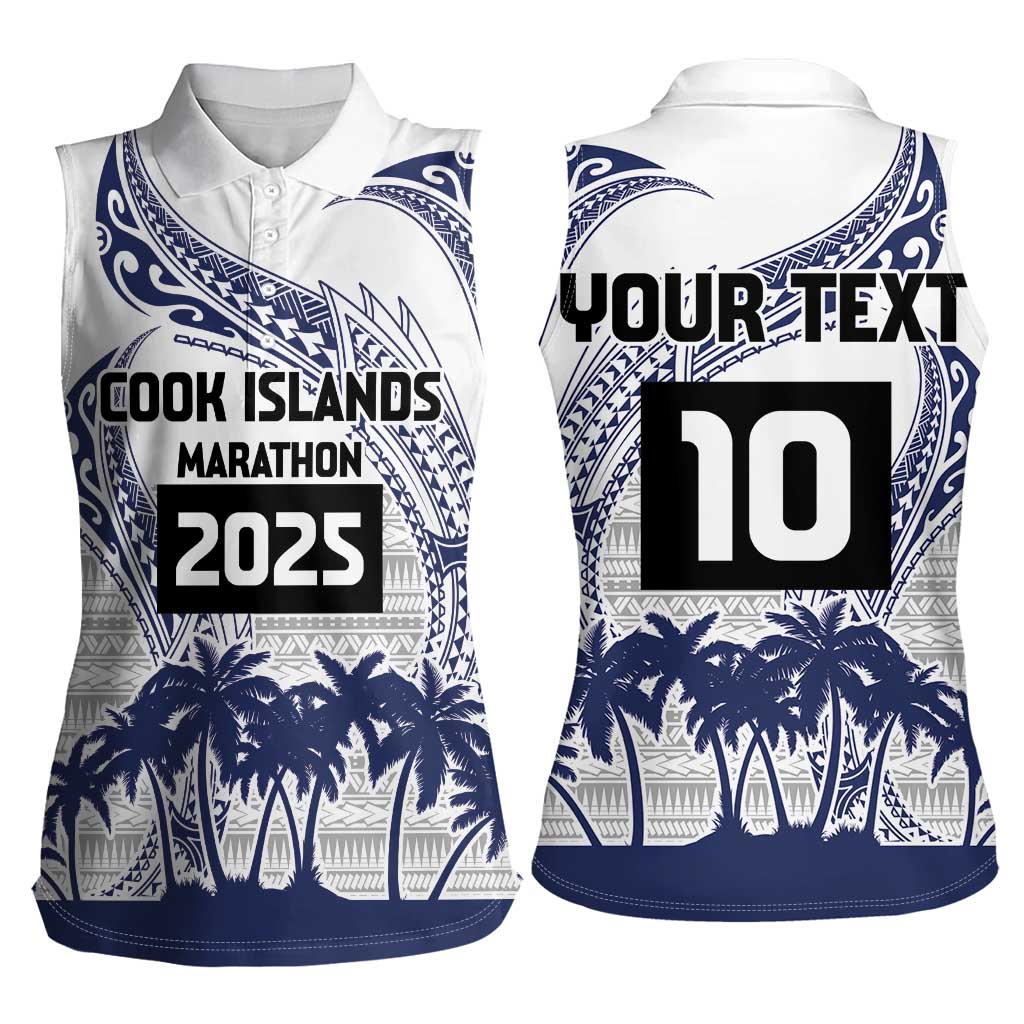 Cook Islands Marathon 2025-Pursuit in Paradise Women Sleeveless Polo Shirt Blue Color