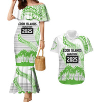 Cook Islands Marathon 2025-Pursuit in Paradise Couples Matching Mermaid Dress and Hawaiian Shirt Green Color LT03 Green - Polynesian Pride