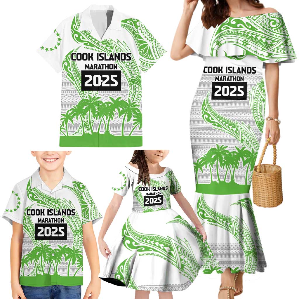 Cook Islands Marathon 2025-Pursuit in Paradise Family Matching Mermaid Dress and Hawaiian Shirt Green Color LT03 - Polynesian Pride
