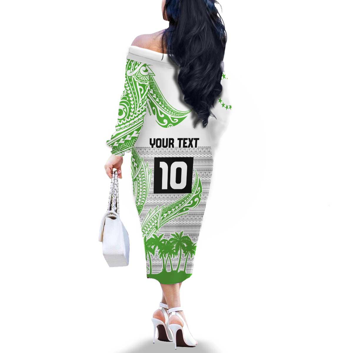Cook Islands Marathon 2025-Pursuit in Paradise Family Matching Off The Shoulder Long Sleeve Dress and Hawaiian Shirt Green Color LT03 - Polynesian Pride