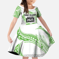 Cook Islands Marathon 2025-Pursuit in Paradise Family Matching Off Shoulder Maxi Dress and Hawaiian Shirt Green Color LT03 Daughter's Dress Green - Polynesian Pride