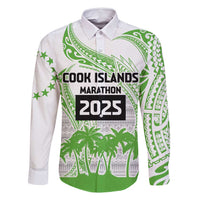 Cook Islands Marathon 2025-Pursuit in Paradise Family Matching Off Shoulder Maxi Dress and Hawaiian Shirt Green Color LT03 Dad's Shirt - Long Sleeve Green - Polynesian Pride