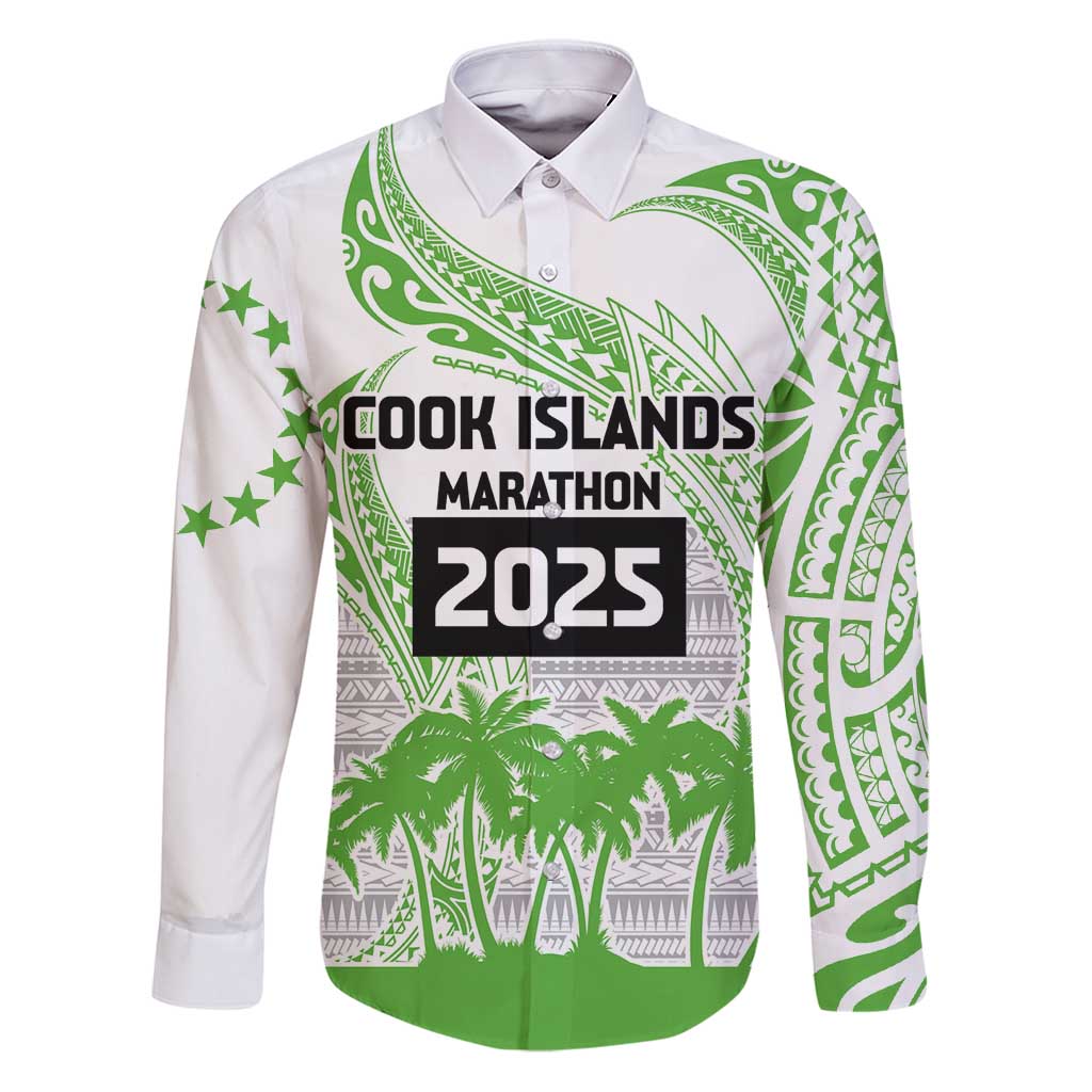 Cook Islands Marathon 2025-Pursuit in Paradise Family Matching Puletasi and Hawaiian Shirt Green Color LT03 Dad's Shirt - Long Sleeve Green - Polynesian Pride