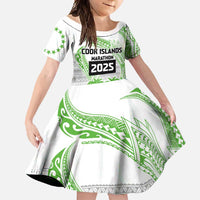 Cook Islands Marathon 2025-Pursuit in Paradise Family Matching Short Sleeve Bodycon Dress and Hawaiian Shirt Green Color LT03 Daughter's Dress Green - Polynesian Pride