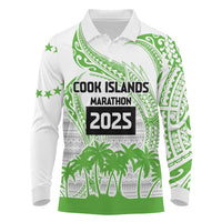 Cook Islands Marathon 2025-Pursuit in Paradise Long Sleeve Polo Shirt Green Color