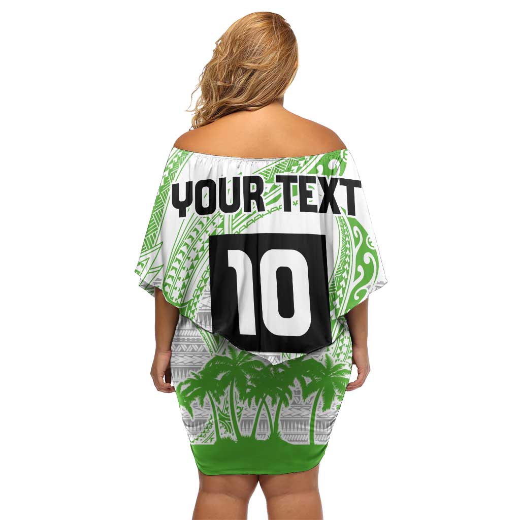 Cook Islands Marathon 2025-Pursuit in Paradise Off Shoulder Short Dress Green Color