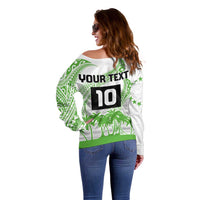 Cook Islands Marathon 2025-Pursuit in Paradise Off Shoulder Sweater Green Color