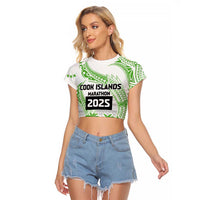 Cook Islands Marathon 2025-Pursuit in Paradise Raglan Cropped T Shirt Green Color