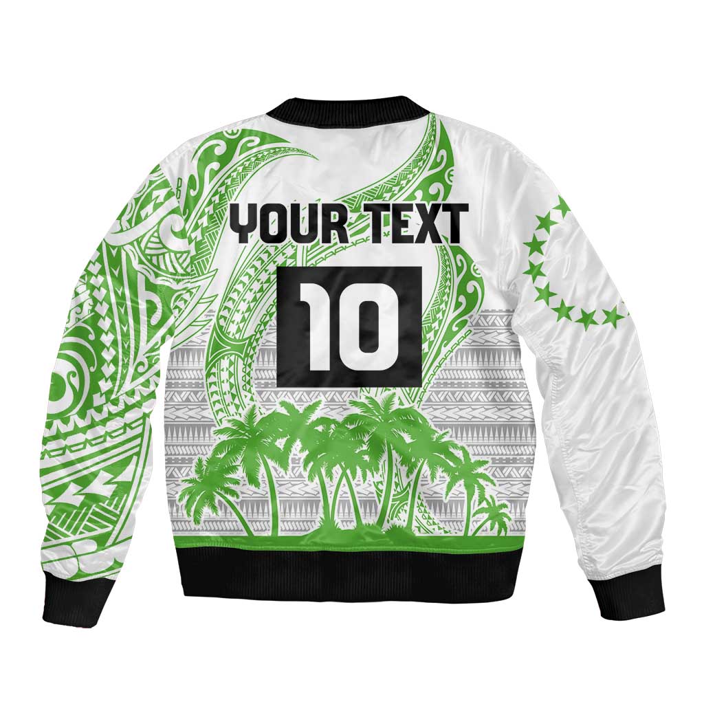 Cook Islands Marathon 2025-Pursuit in Paradise Sleeve Zip Bomber Jacket Green Color