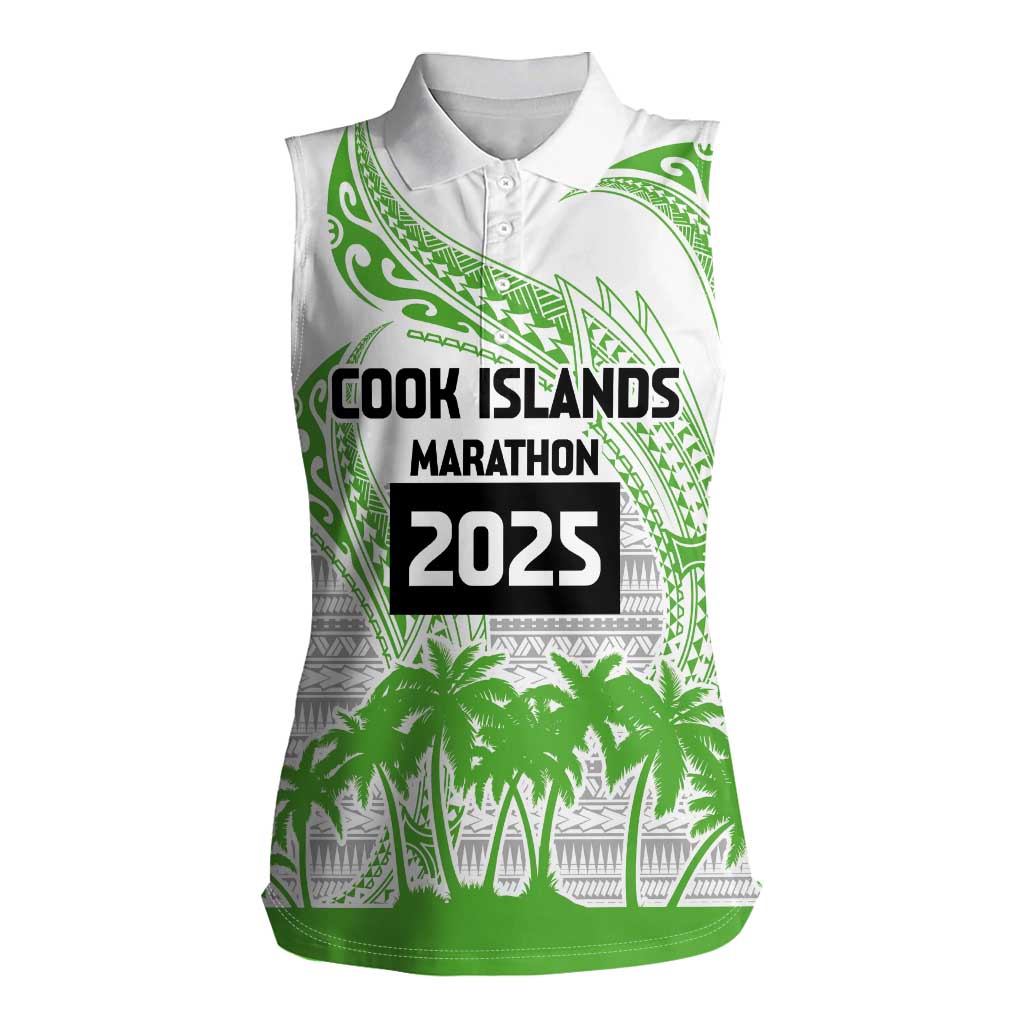 Cook Islands Marathon 2025-Pursuit in Paradise Women Sleeveless Polo Shirt Green Color