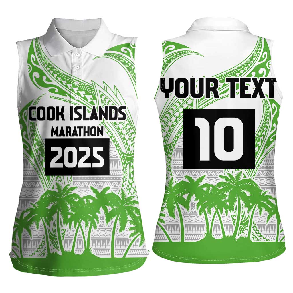 Cook Islands Marathon 2025-Pursuit in Paradise Women Sleeveless Polo Shirt Green Color