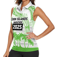 Cook Islands Marathon 2025-Pursuit in Paradise Women Sleeveless Polo Shirt Green Color