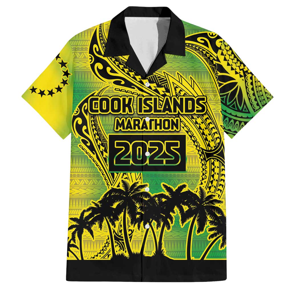 Cook Islands Marathon 2025-Pursuit in Paradise Family Matching Long Sleeve Bodycon Dress and Hawaiian Shirt Special Edition LT03 Dad's Shirt - Short Sleeve Yellow-Green - Polynesian Pride