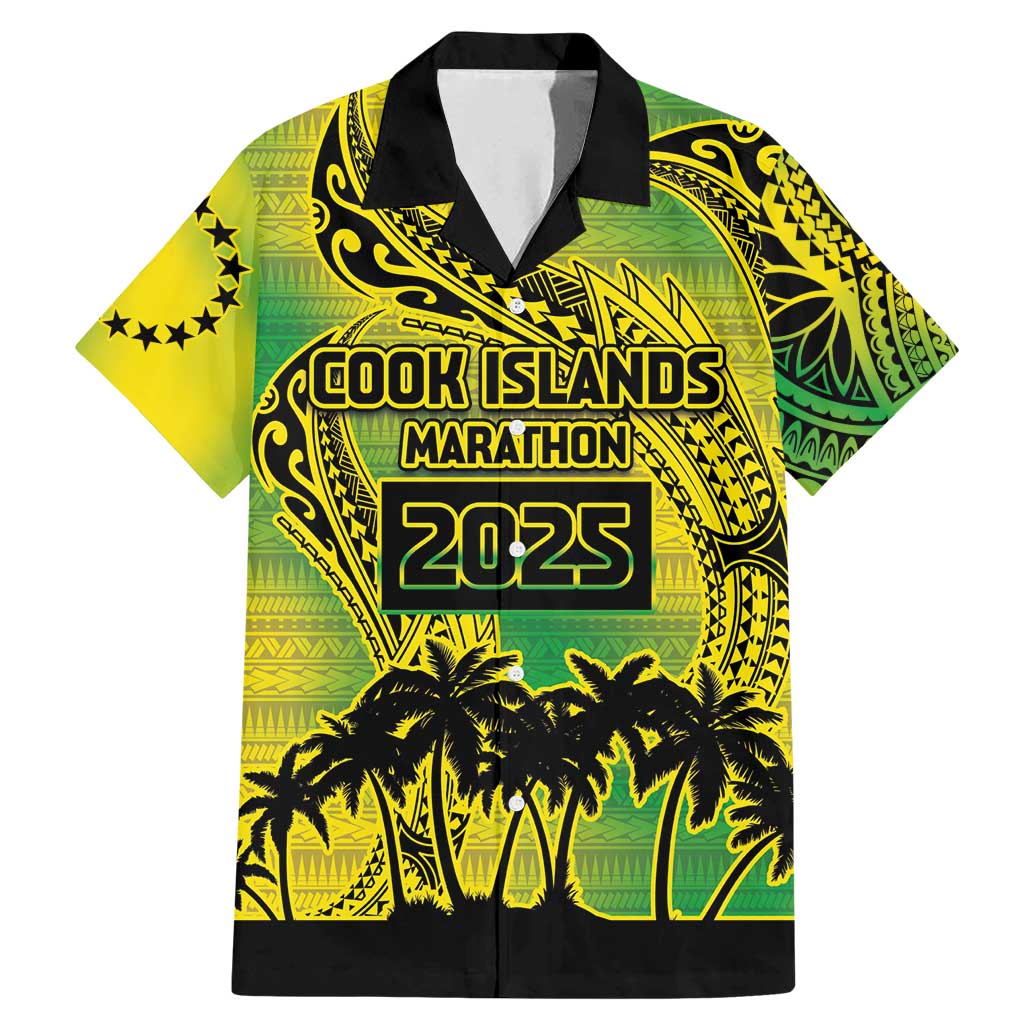 Cook Islands Marathon 2025-Pursuit in Paradise Family Matching Mermaid Dress and Hawaiian Shirt Special Edition LT03 Dad's Shirt - Short Sleeve Yellow-Green - Polynesian Pride