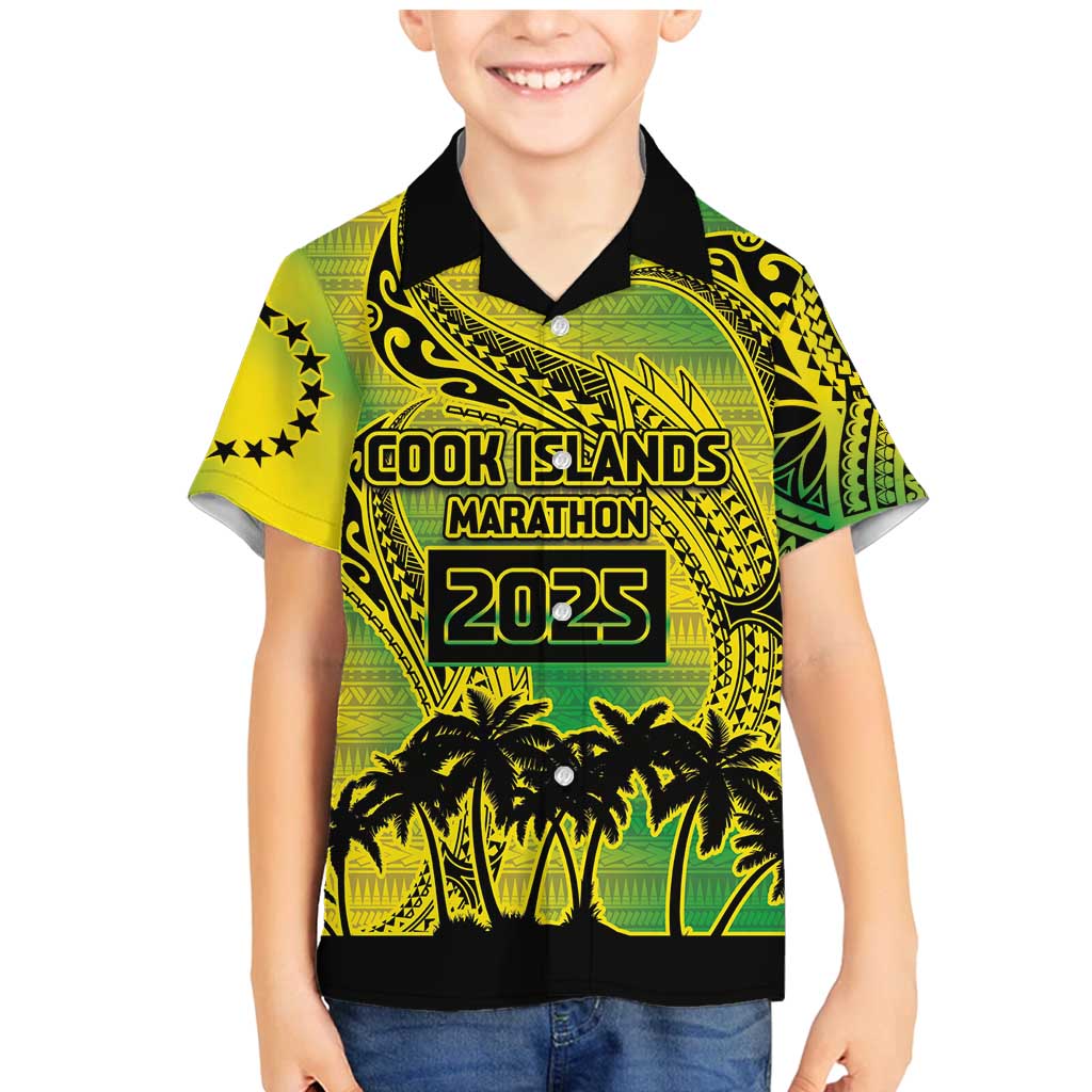 Cook Islands Marathon 2025-Pursuit in Paradise Family Matching Mermaid Dress and Hawaiian Shirt Special Edition LT03 Son's Shirt Yellow-Green - Polynesian Pride