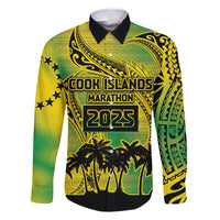 Cook Islands Marathon 2025-Pursuit in Paradise Family Matching Off Shoulder Short Dress and Hawaiian Shirt Special Edition LT03 Dad's Shirt - Long Sleeve Yellow-Green - Polynesian Pride