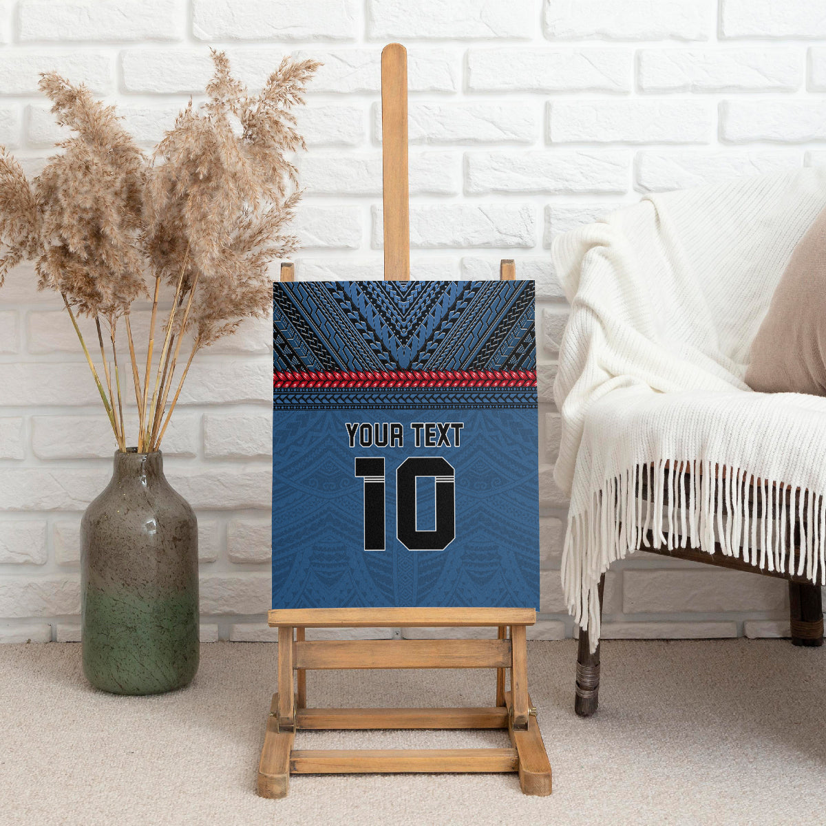 Custom Toa Samoa Rugby Canvas Wall Art Samoan Warrior Ula Fala Tribal Pattern