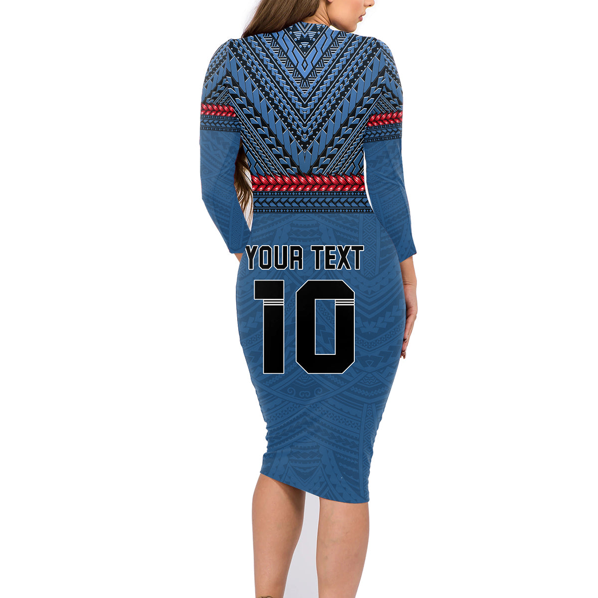 Custom Toa Samoa Rugby Family Matching Long Sleeve Bodycon Dress and Hawaiian Shirt Samoan Warrior Ula Fala Tribal Pattern LT03