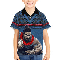 Custom Toa Samoa Rugby Family Matching Short Sleeve Bodycon Dress and Hawaiian Shirt Samoan Warrior Ula Fala Tribal Pattern LT03