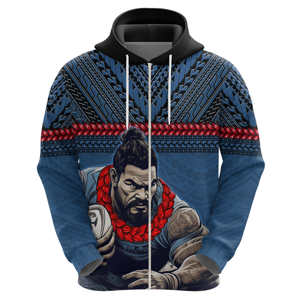 Custom Toa Samoa Rugby Hoodie Samoan Warrior Ula Fala Tribal Pattern LT03