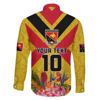 Custom Papua New Guinea Rugby Family Matching Long Sleeve Bodycon Dress and Hawaiian Shirt Bird of Paradise and Hibiscus Polynesian Pattern Yellow Color LT03 - Polynesian Pride