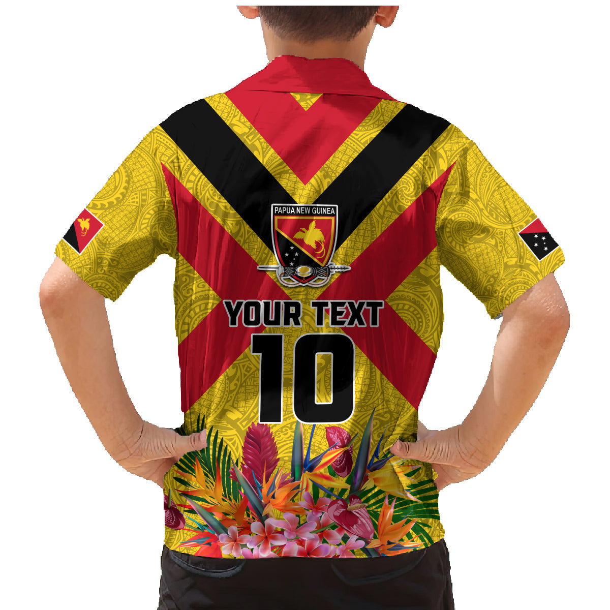 Custom Papua New Guinea Rugby Family Matching Mermaid Dress and Hawaiian Shirt Bird of Paradise and Hibiscus Polynesian Pattern Yellow Color LT03 - Polynesian Pride